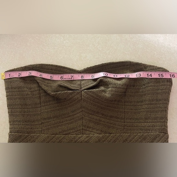 Trina Turk - Olive Tweed Strapless Sheath Dress Sz 4 - Picture 8 of 10